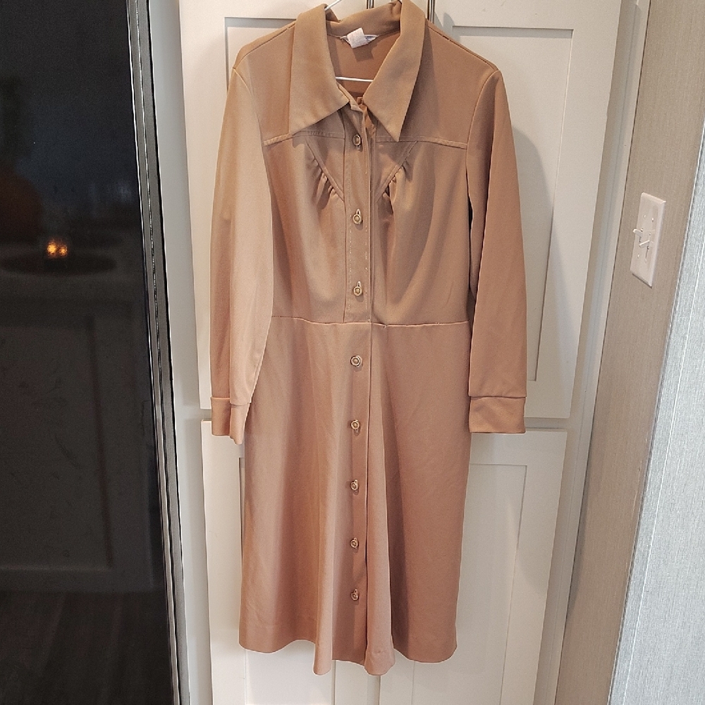 Elegant Tan Midi Dress